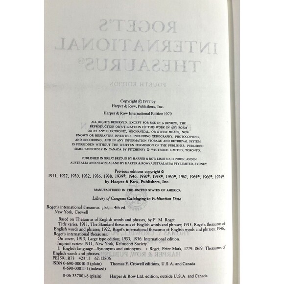 Roget's International Thesaurus Fourth Edition Revised by Robert L Chapman 1979 - Picture 11 of 13